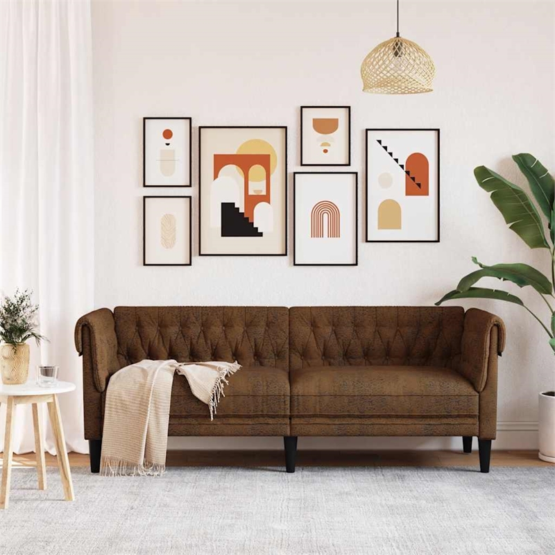 Vidaxl Chesterfield Sofa in Brown Fabric