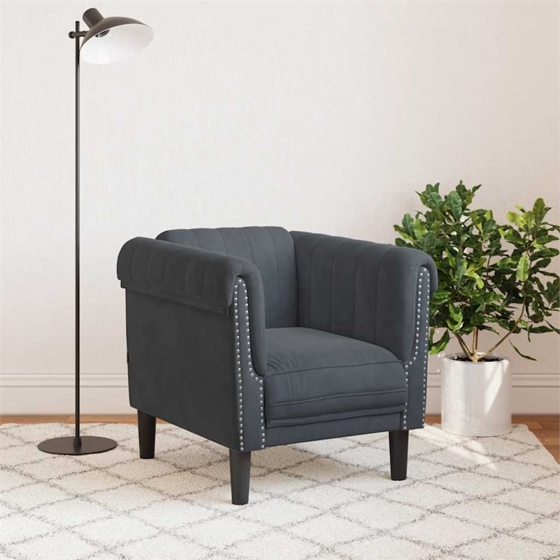 Vidaxl Single Sofa Chair in Dark Grey Velvet