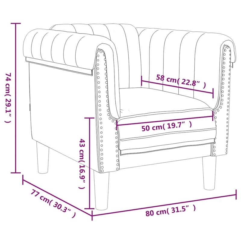 Vidaxl Single Sofa Chair in Dark Grey Velvet