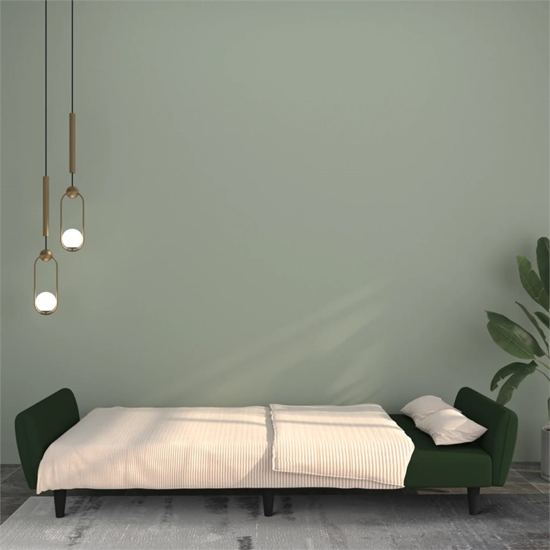 Vidaxl Sofa Bed in Dark Green Polyester Velvet