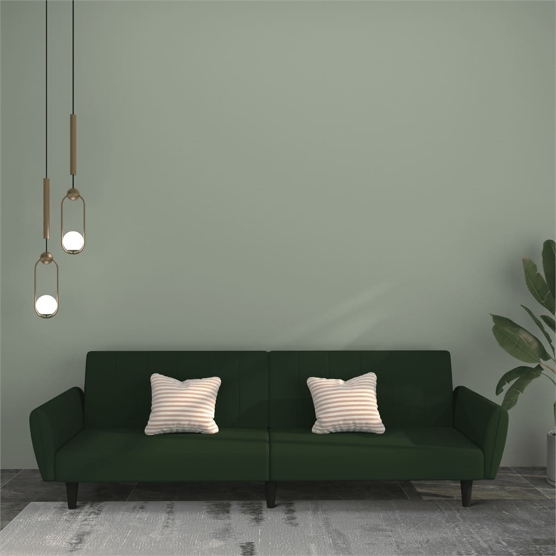 Vidaxl Sofa Bed in Dark Green Polyester Velvet