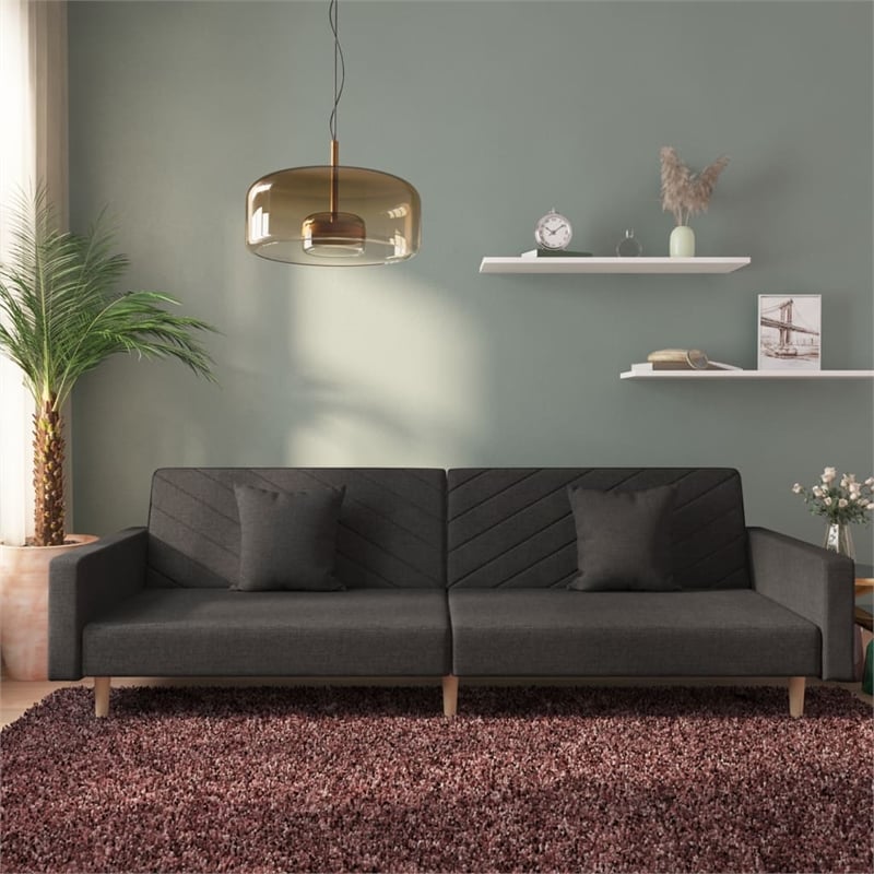 Vidaxl Metal 2-Seater Sofa Bed in Black Fabric