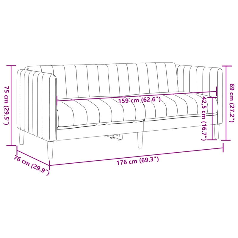 Vidaxl Sofa in Brown Faux Suede Leather
