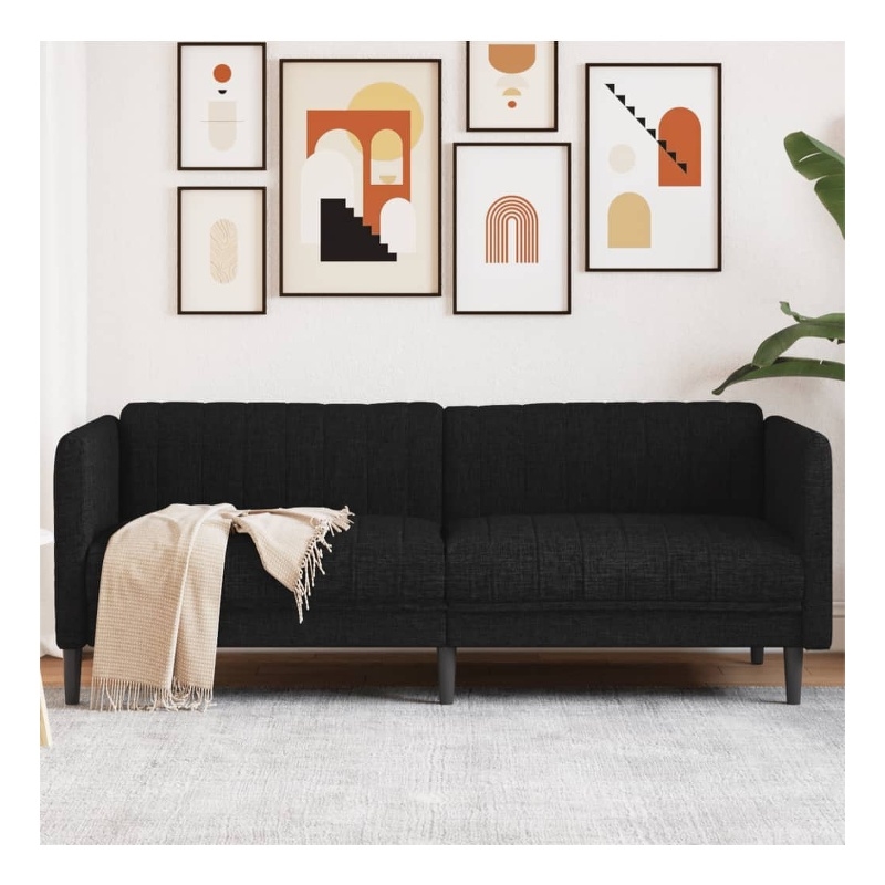 Vidaxl 3-Seater Rectangular Modern Durable Sofa in Black Polyester