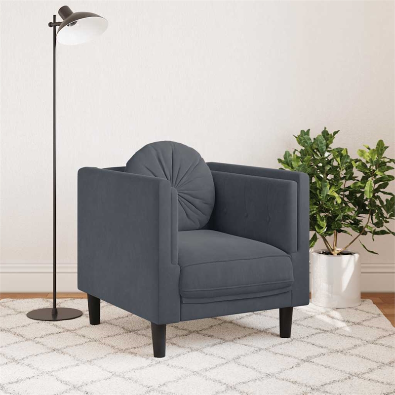 Vidaxl Single Sofa Chair in Dark Grey Velvet