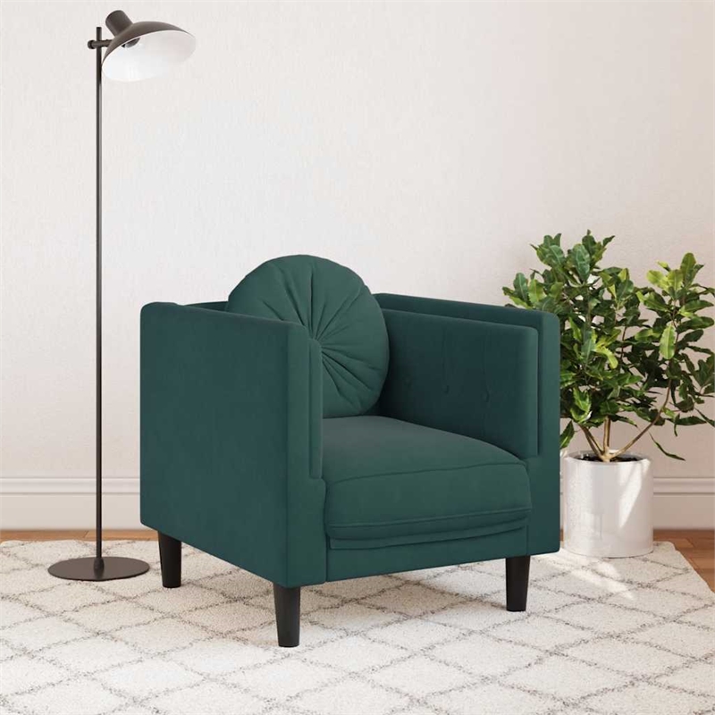 Vidaxl Single Sofa Chair in Dark Green Velvet
