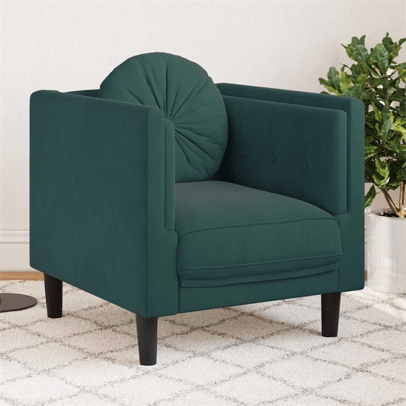 Vidaxl Single Sofa Chair in Dark Green Velvet