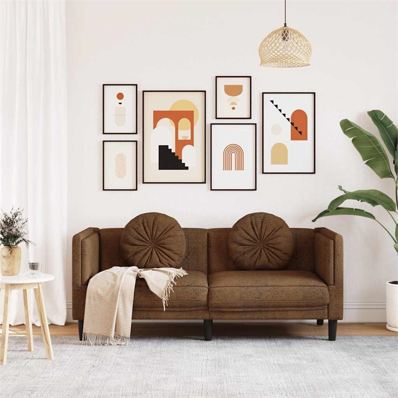Vidaxl Sofa in Brown Faux Suede Leather