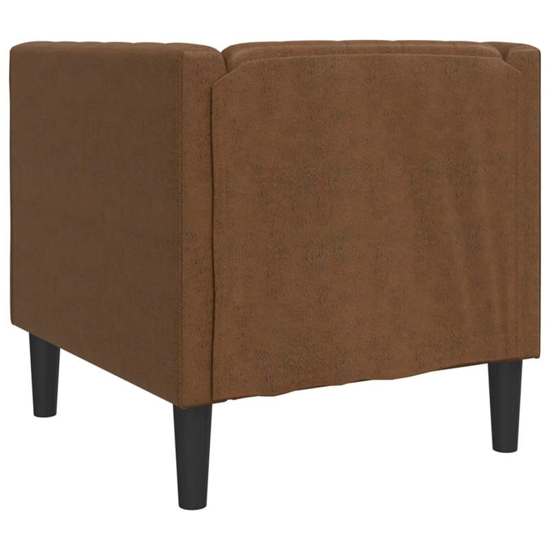 Vidaxl Chesterfield Single Sofa Chair in Brown Faux Suede Leather