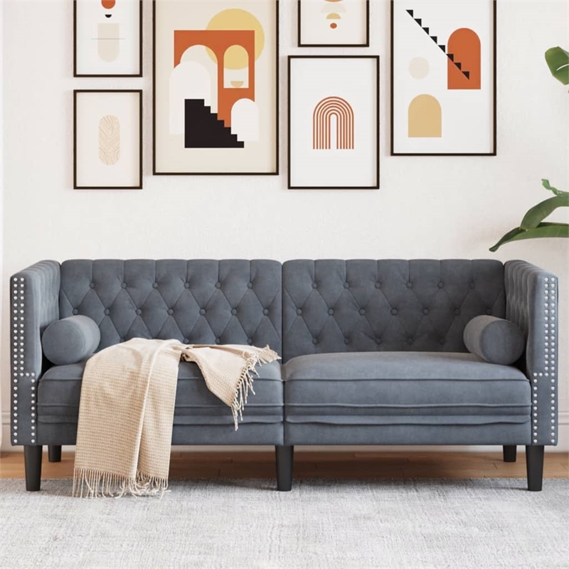 Vidaxl 2-Seater Chesterfield Sofa in Dark Grey Velvet
