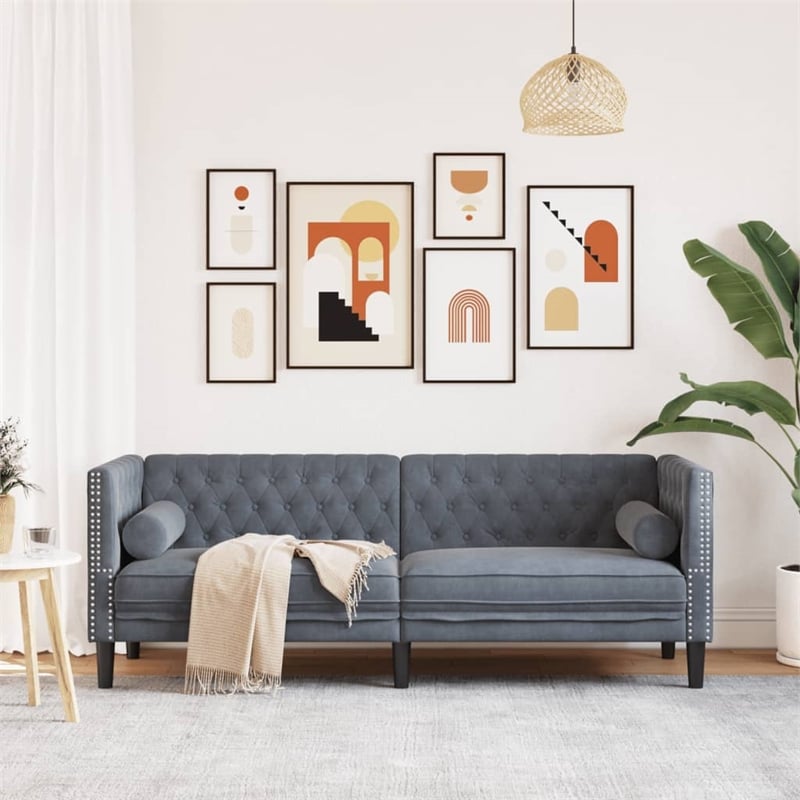 Vidaxl Chesterfield Sofa in Dark Gray Velvet