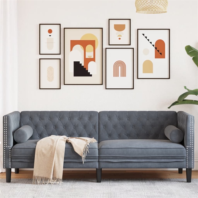 Vidaxl Chesterfield Sofa in Dark Gray Velvet