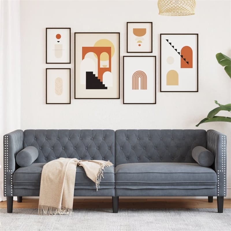 Vidaxl Chesterfield Sofa in Dark Gray Velvet