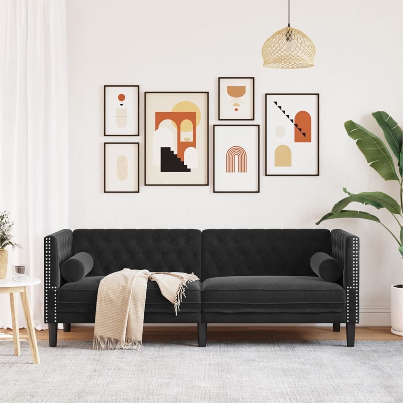 Vidaxl 3-Seater Chesterfield Sofa in Black Velvet