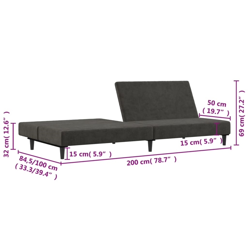 Vidaxl Sofa Bed in Dark Gray Polyester Velvet
