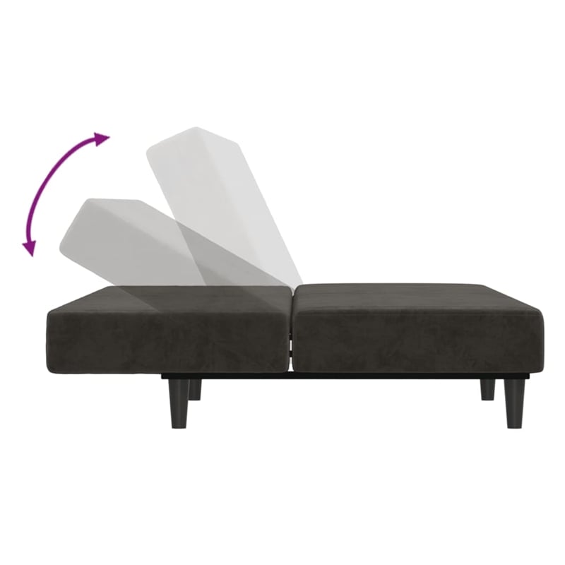 Vidaxl Sofa Bed in Dark Gray Polyester Velvet
