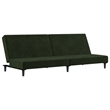 Vidaxl Sofa Bed in Dark Green Polyester Velvet