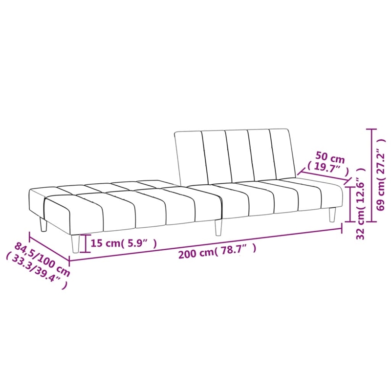 Vidaxl 2-Seater Sofa Bed in Black Polyester Fabric
