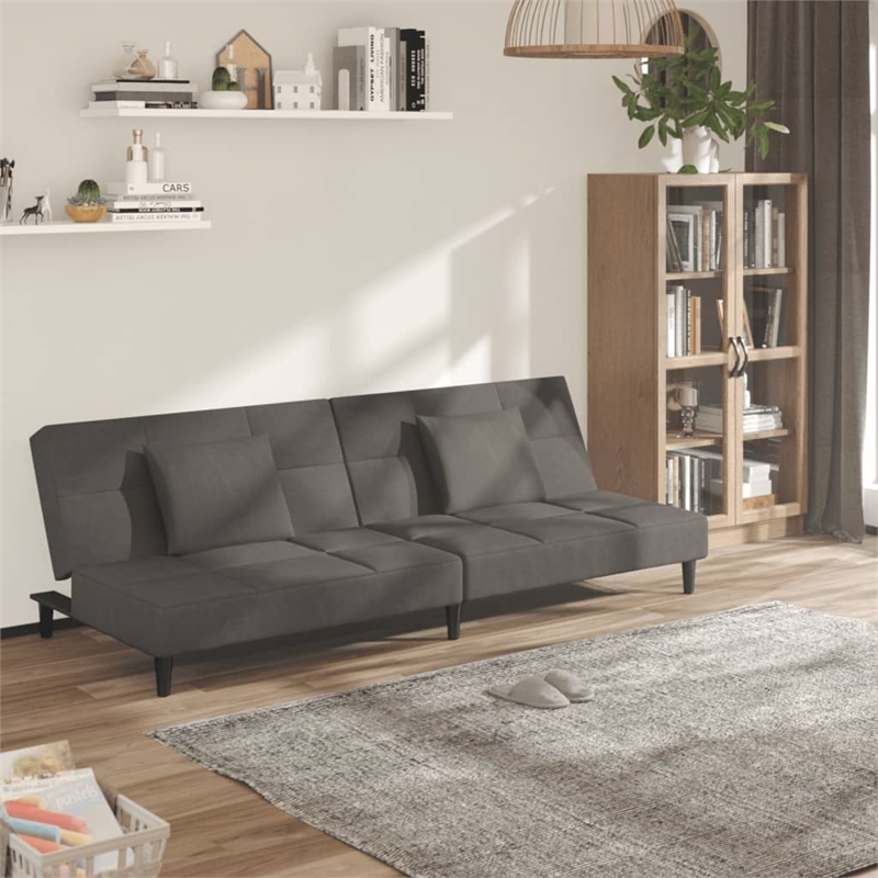 Vidaxl Sleeper Sofa Bed in Dark Gray Velvet