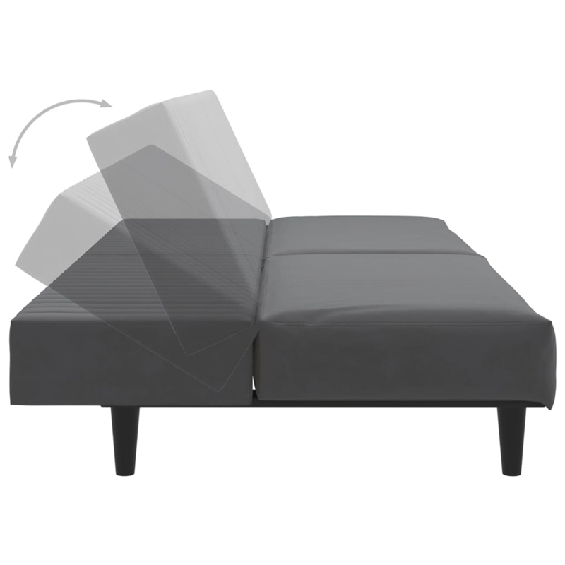 Vidaxl 2-Seater Convertible Sofa Bed in Dark Grey Velvet