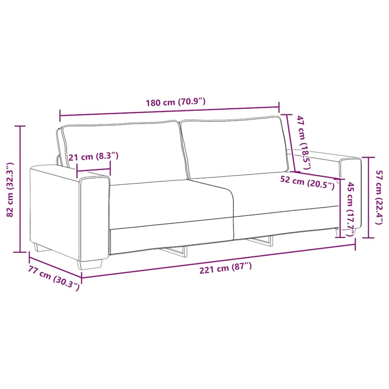 Vidaxl 3-Seater Sofa in Dark Grey Polyester