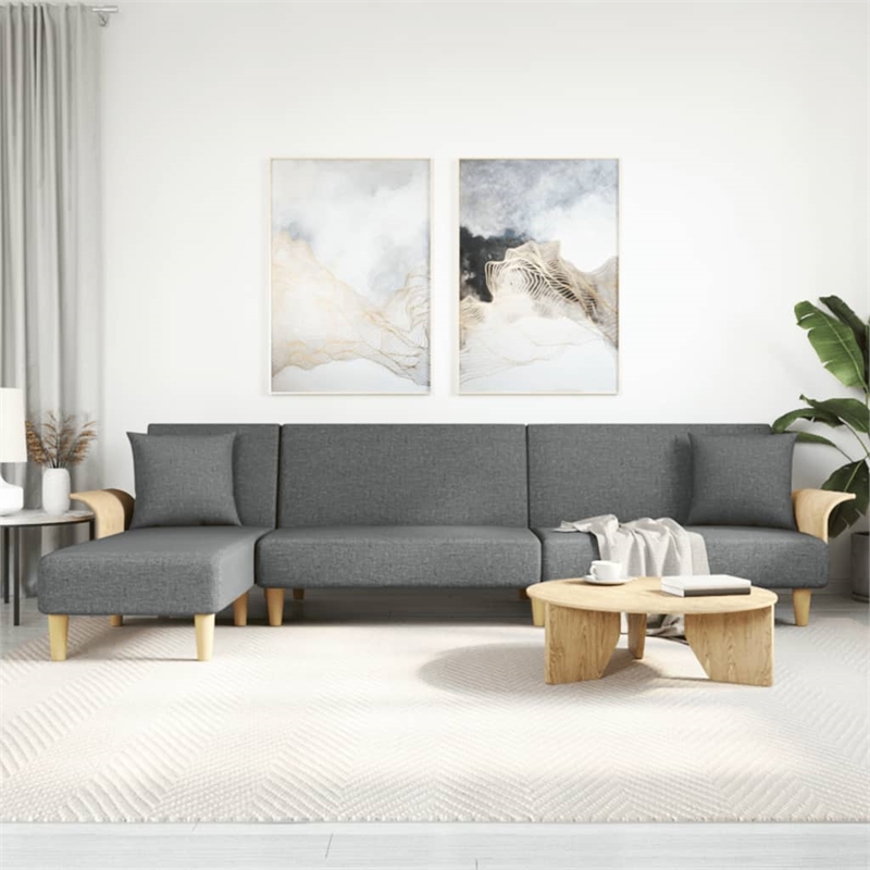 Vidaxl L-Shaped Sofa Bed in Dark Grey Polyester