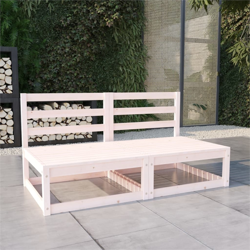 vidaXL 2-Seater Solid Pinewood Modular Garden Sofa in White