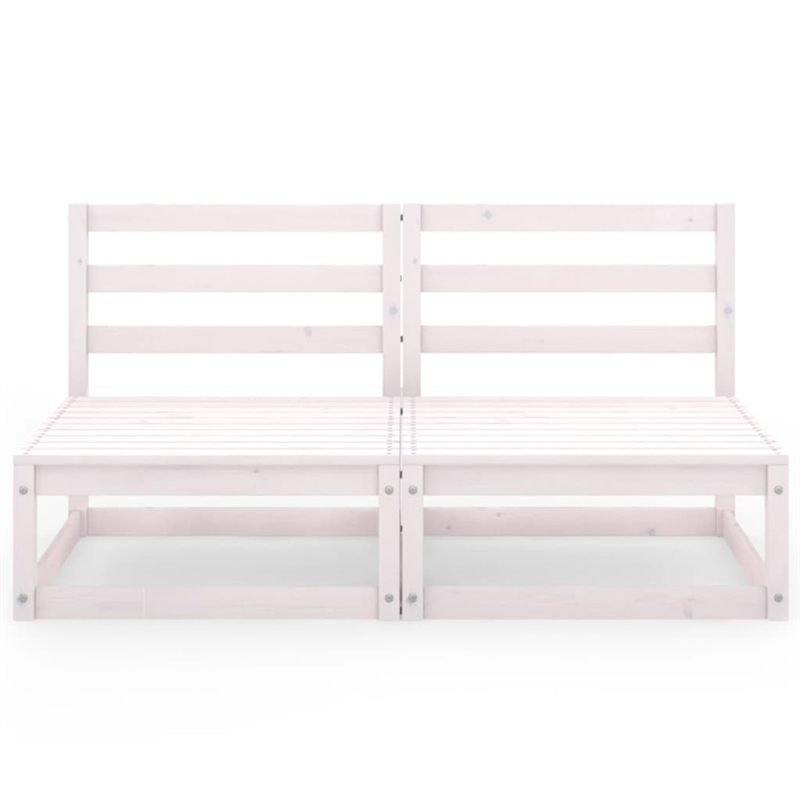 vidaXL 2-Seater Solid Pinewood Modular Garden Sofa in White
