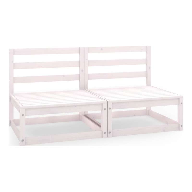 vidaXL 2-Seater Solid Pinewood Modular Garden Sofa in White