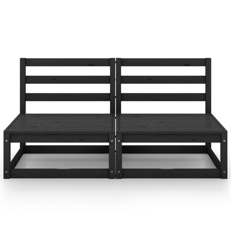 vidaXL Solid Pinewood Middle Sofa Adjustable Armrests Garden Sofa in Black