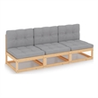 vidaXL Solid Pine Wood & Polyester Garden Sofa in Grey