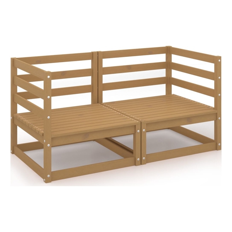 vidaXL Solid Pinewood Medium Modular Garden Sofa Honey in Brown