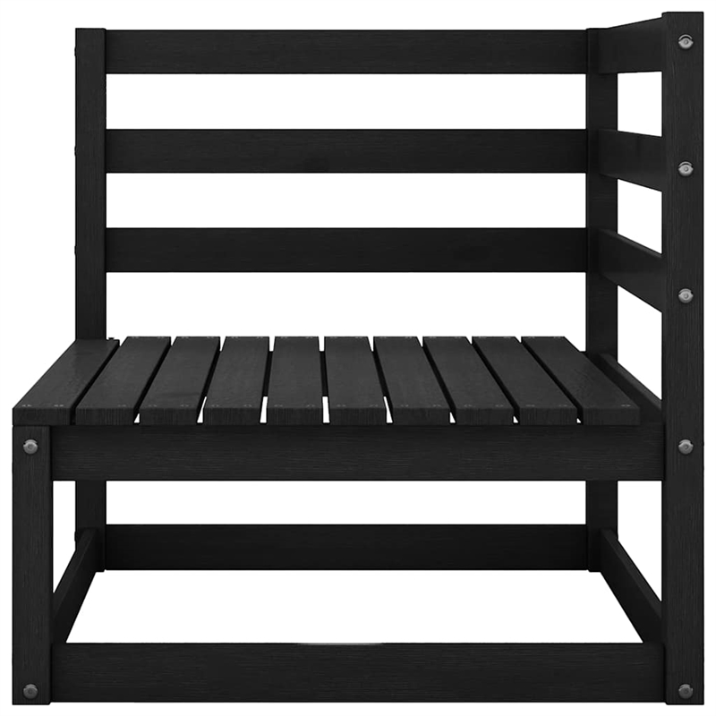 vidaXL Solid Pinewood Medium Modular Outdoor Sofa Garden Sofa in Black