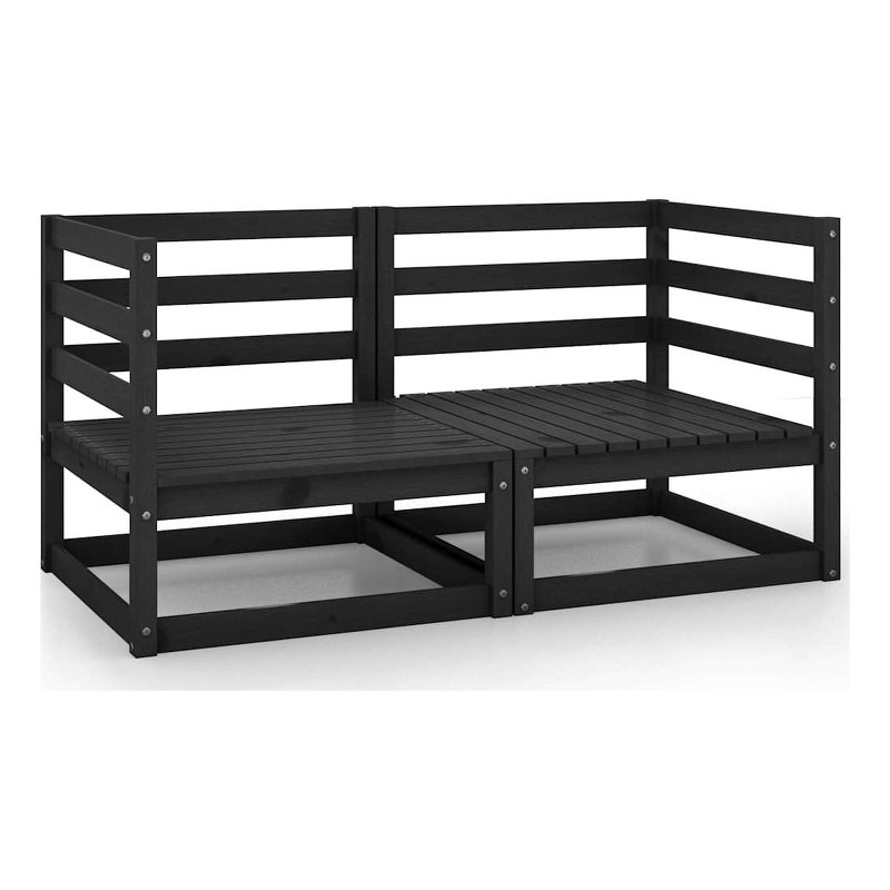 vidaXL Solid Pinewood Medium Modular Outdoor Sofa Garden Sofa in Black