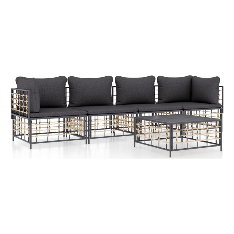 vidaXL Poly Rattan Large Modular Garden Lounge Set in Dark Grey