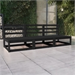 vidaXL 3-Seater Solid Pinewood 3-Seater Sofa Modular Sofa in Black