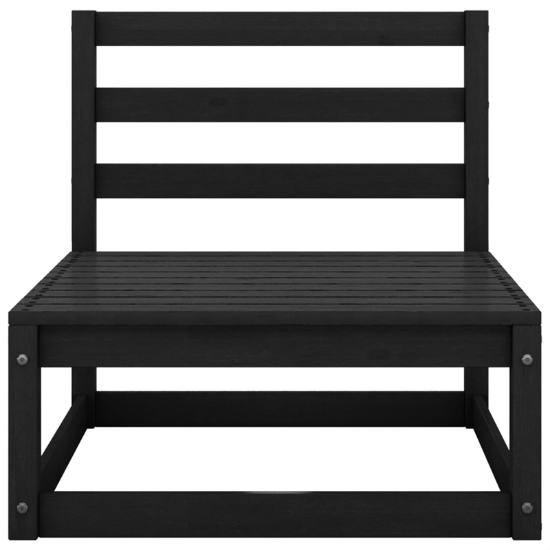 vidaXL 3-Seater Solid Pinewood 3-Seater Sofa Modular Sofa in Black