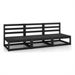 vidaXL 3-Seater Solid Pinewood 3-Seater Sofa Modular Sofa in Black