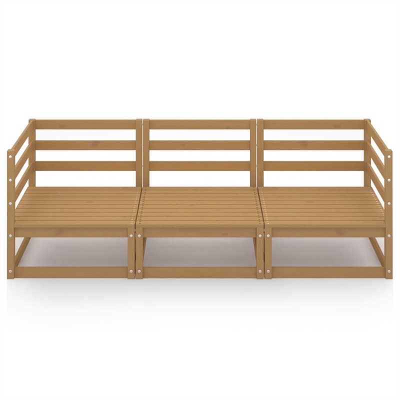 vidaXL Solid Pinewood Large Modular Garden Sofa in Honey Brown