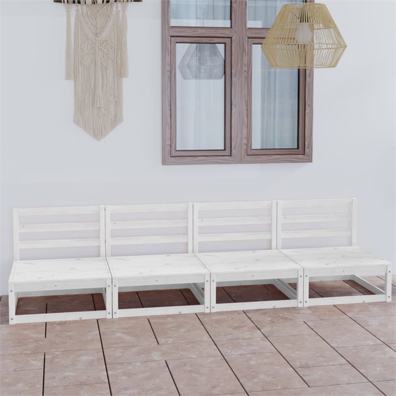 vidaXL Solid Pinewood Medium Modular Outdoor Sofa Garden Sofa in White