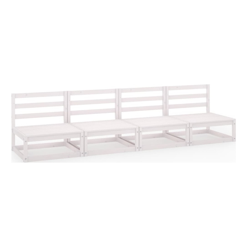 vidaXL Solid Pinewood Medium Modular Outdoor Sofa Garden Sofa in White