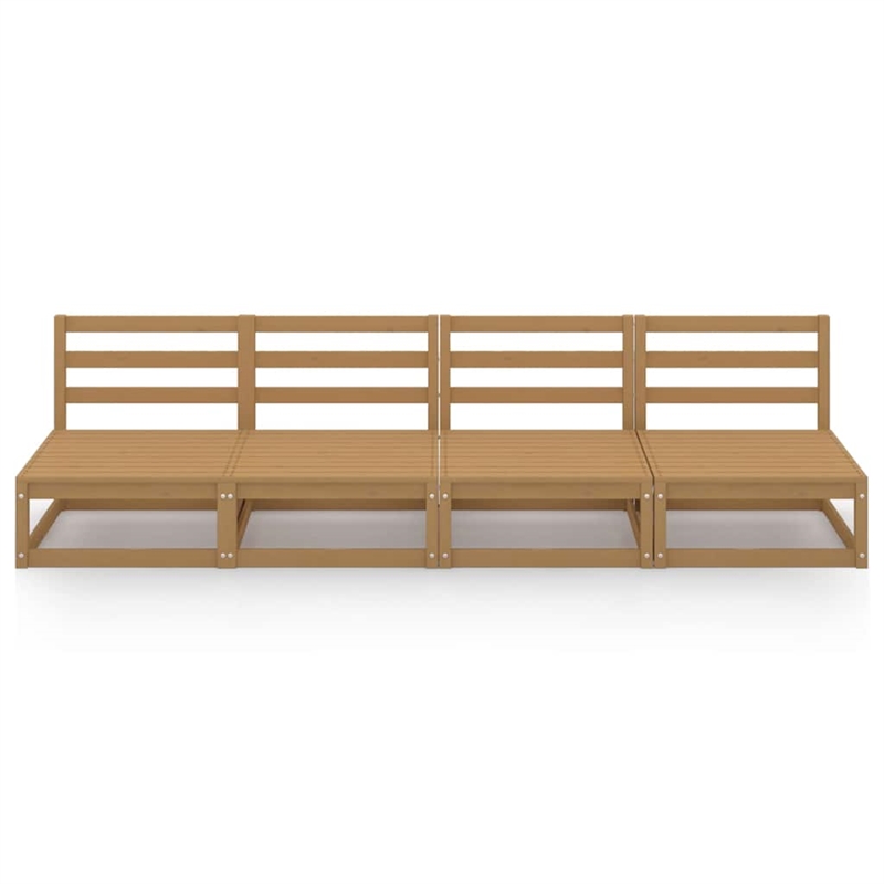 vidaXL Solid Pinewood 4-Seater Modular Garden Sofain Honey Brown