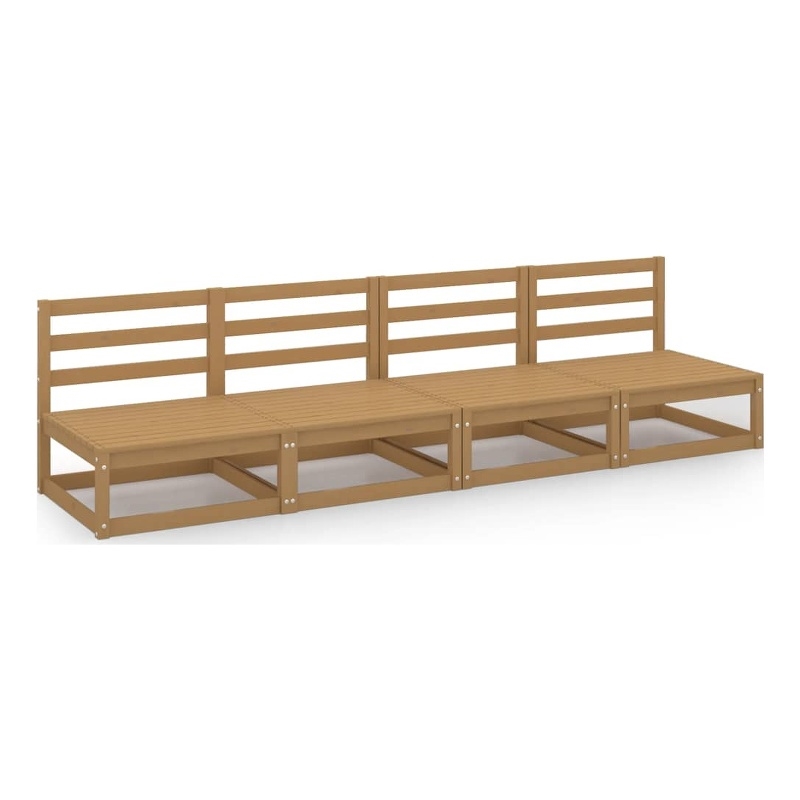 vidaXL Solid Pinewood 4-Seater Modular Garden Sofain Honey Brown