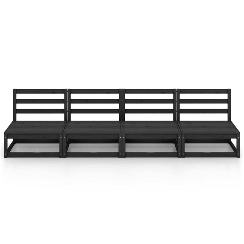 vidaXL Garden Solid Pine Wood Standard Modular Outdoor Sofa in Black