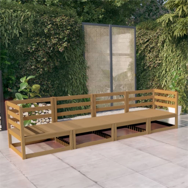 vidaXL Solid Pinewood Medium Modular Garden Sofa in Honey Brown