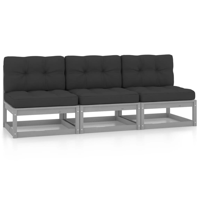 vidaXL Garden Sofa Grey With Anthracite Cushions