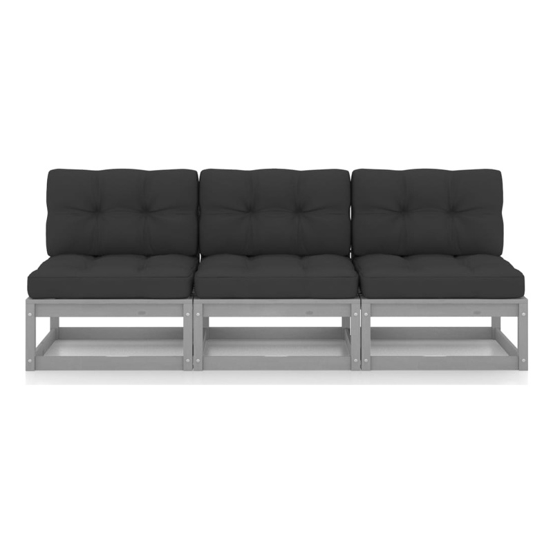 vidaXL Garden Sofa Grey With Anthracite Cushions