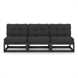 vidaXL 3-Seater Solid Pinewood Garden Sofa in Black