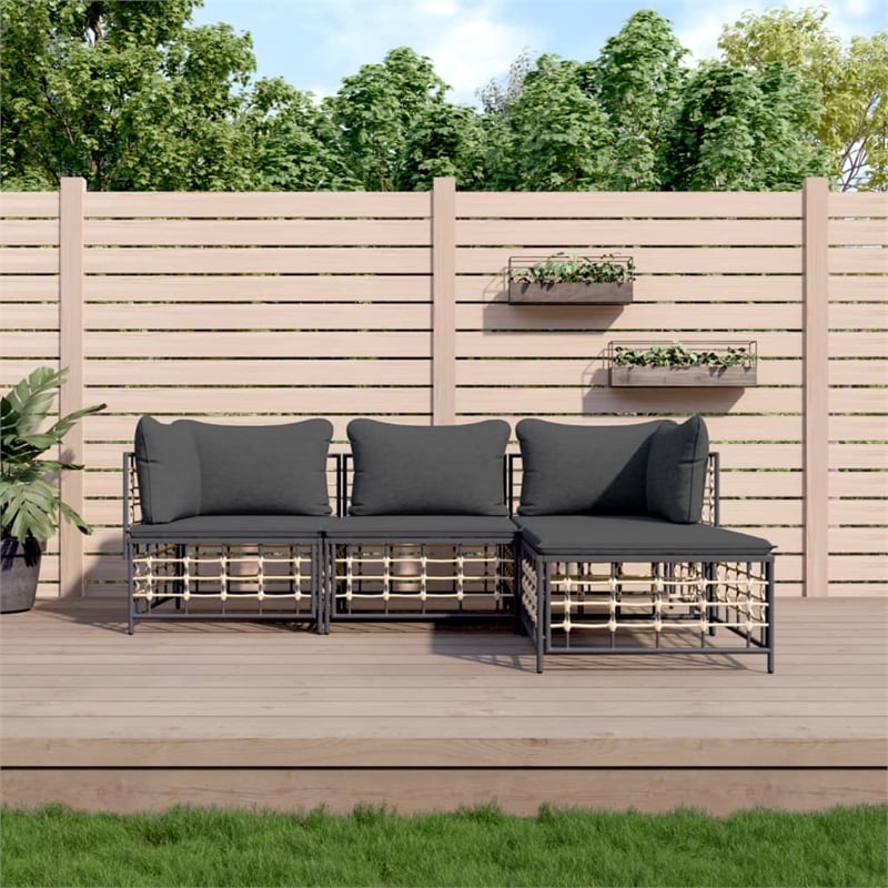 vidaXL Poly Rattan Medium Modular Garden Lounge Set in Anthracite