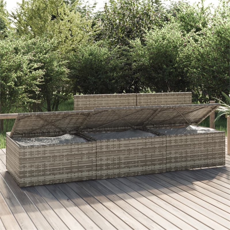 vidaXL PE Rattan & Powder-Coated Steel Polyester & Pvc Garden Lounge Set Grey